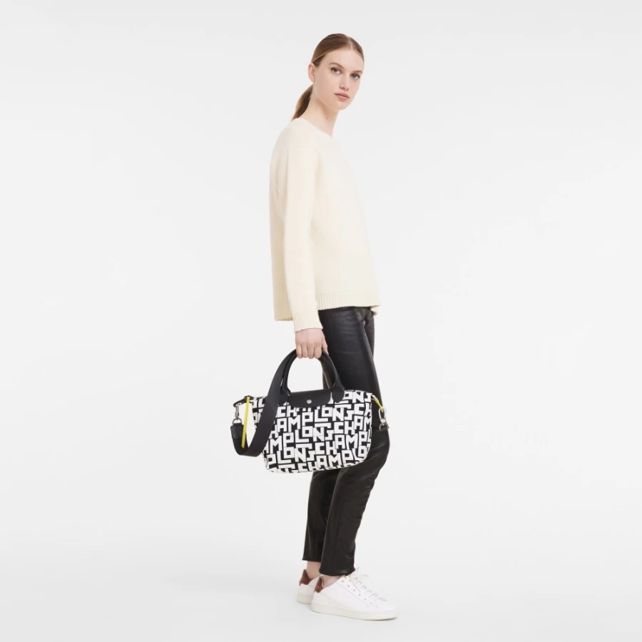 Longchamp Le Pliage Large Tote Bag in Black and White for Women