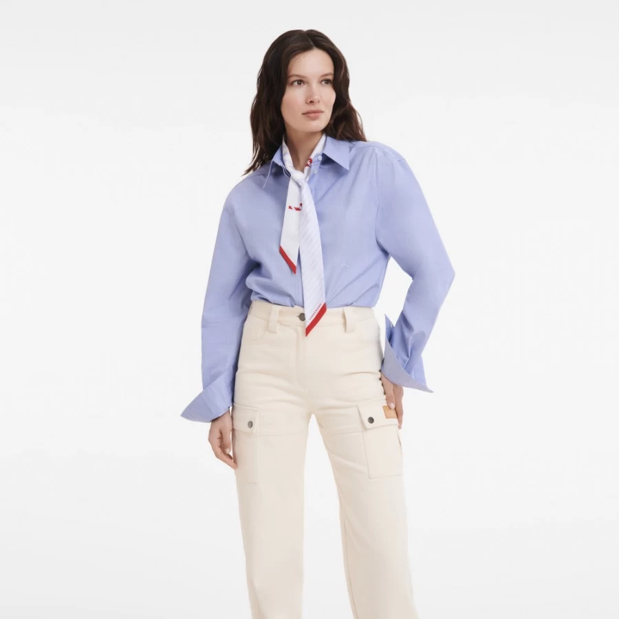Longchamp Women's Fall-Winter 2023 Sky Blue/Red Collection